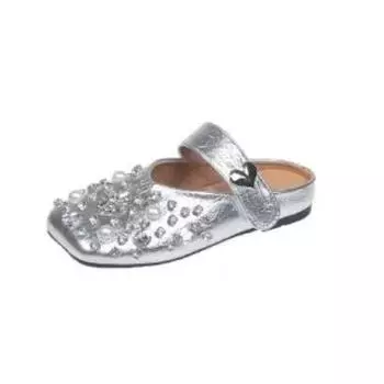 Женские туфли с пряжкой и ремешком, женские туфли на плоской подошве, модные, с бисером, ежедневные бестселлеры, женские туфли на плоской подошве, новые, с квадратным носком, на низком каблуке 35