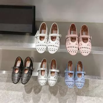 Женские туфли с выемками, дышащие сандалии на мягкой подошве, женские удобные танцевальные туфли на плоской подошве 36 чёрный