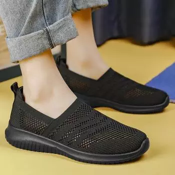 Женские туфли с застежкой-молнией, летние, полые, дышащие, сетчатые, с одной педалью, рабочие туфли, повседневная обувь, мягкая подошва, легкий вес, нескользящий 35