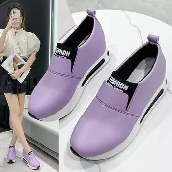 Женские туфли Slip on на высоком каблуке, повседневные женские кроссовки для отдыха на платформе, туфли на танкетке, увеличивающие рост, Zapatos De Mujer 35 синий