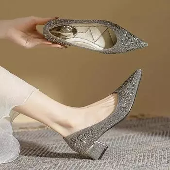 Женские туфли со стразами серебристого цвета, сексуальная красная подошва, женские осенние туфли на плоской подошве, женские балетки на плоской подошве 35EU/CN36 светло-серый
