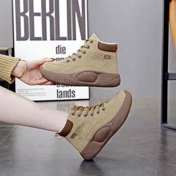 Женские туфли средней высоты, детские осенние новые студенческие туфли, мягкая подошва, нескользящая обувь для мам, повседневная женская обувь 35 коричневый