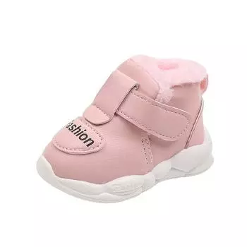 Женские туфли Treasure Cotton Shoes Plus Fleece Thicked Soft Sole Leather Shoes для малышей, модная новая детская спортивная обувь 15