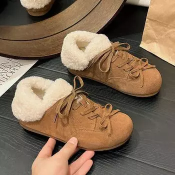 Женские туфли, увеличивающие рост, уродливые и милые бархатные туфли Birkenstocks, две повседневные туфли для моральной подготовки, универсальные туфли из хлопка со шнуровкой 35