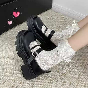 Женские туфли в стиле Лолиты 2024 года, новые черные туфли на плоской подошве с круглым носком, винтажные туфли Мэри Джейн в студенческом стиле, женские однобортные туфли Jk Uniform 35