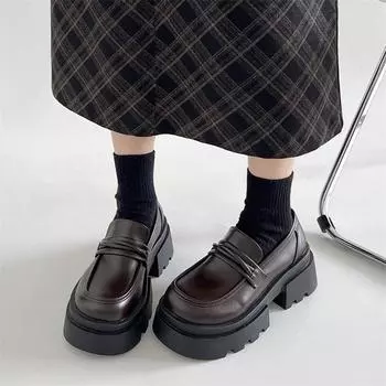 Женские туфли в стиле Лолиты с круглым носком, новые студенческие туфли в японском стиле, женские туфли в стиле ретро на платформе для косплея в стиле JK 35 чёрный