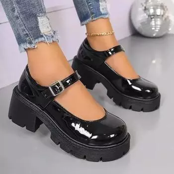 Женские туфли в стиле Лолиты в японском стиле Туфли Мэри Джейн для женщин Винтажные туфли на высоком каблуке и платформе для студентов колледжа De Mujer 36 чёрный