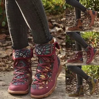 Женские туфли в стиле ретро с вышивкой на плоской молнии сохраняют тепло короткие ботинки с круглым носком 38 зелёный