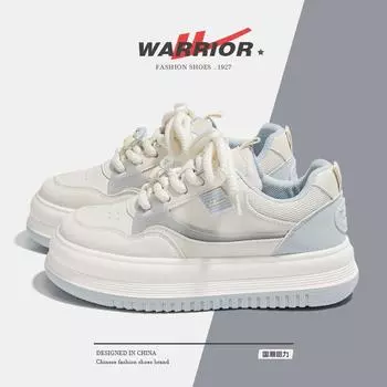 Женские туфли Warrior Pull Back, дышащие, маленькие белые туфли, женские туфли с большой головой, толстая подошва, увеличивающая высоту, обувь для скейтбординга 35 синий