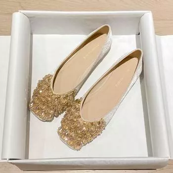 Женские туфли Weiwei Girl 699-1 на плоской подошве с квадратным носком — новый дизайн 2024 года с неглубокой горловиной и мягкой подошвой 42 чёрный