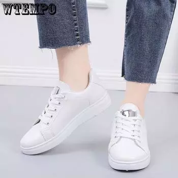 Женские туфли WTEMPO, кожаная верхняя часть, весенне-осенние кроссовки на плоской подошве на толстой подошве со шнуровкой и цветочным узором, универсальные удобные дышащие туфли для доски 36 золотой