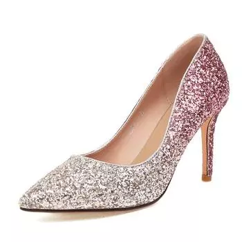 Женские туфли золотого и серебряного цвета на высоком каблуке с блестящими пайетками, свадебное платье для невесты и горничной, женская обувь, модные вечерние пикантные одиночные туфли 40