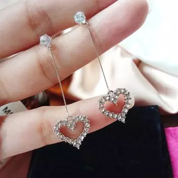 Женские U-образные двухсторонние серьги-гвоздики в форме сердца ARI серебряный