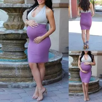 Женские юбки без бретелек, подходящие по цвету платья для беременных, узкие юбки