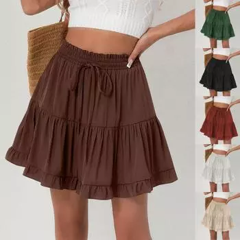 Женские юбки макси с цветочным принтом, летние платья-трубы, длинная плиссированная пляжная юбка А-силуэта L бежевый