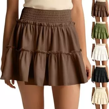 Женские юбки макси с цветочным принтом, летние платья-трубы, длинная плиссированная пляжная юбка А-силуэта L бежевый