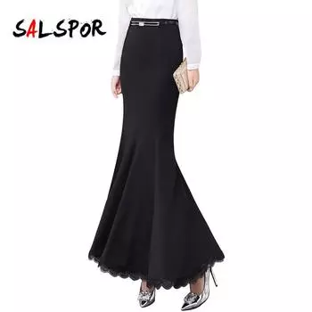 Женские юбки Осенние и зимние платья «рыбий хвост» Модная модная ступенчатая юбка Кружевная боковая юбка лотоса