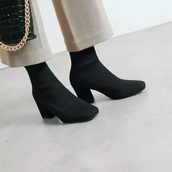 Женские удобные ботильоны на низком каблуке с молнией сзади, модные блестящие зимние туфли разных цветов, черные, золотые, серебряные, dfv56 34 чёрный