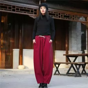 Женские удобные дышащие брюки широкого кроя Four Seasons, свободные повседневные брюки-фонарики со средней талией One Size