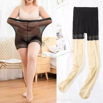 Женские удобные дышащие колготки больших размеров, ультратонкие чулки M чёрный