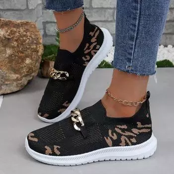 Женские удобные дышащие вязаные кроссовки большого размера на плоской подошве, повседневная спортивная обувь для женщин, сетчатая обувь Tenis De Mujer 36 чёрный