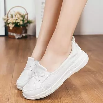 Женские удобные лоферы на плоской подошве, женские дышащие кожаные кроссовки, женские модные черные мягкие повседневные туфли, женская обувь 40 белый