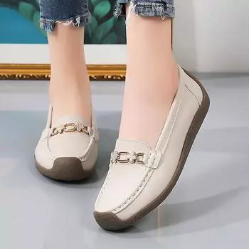 Женские удобные пенни-лоферы из искусственной кожи, повседневные, легкие, без застежек, прогулочные, мокасины для вождения, туфли-лодочки для женщин, деловые, рабочие, модельные туфли 35 бежевый