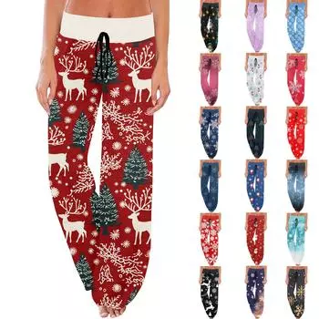 Женские удобные пижамные штаны с карманами на Хэллоуин и принтом на шнуровке, широкие брюки L чёрный