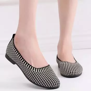 Женские удобные, повседневные, дышащие туфли из летающей ткани на плоской подошве 41 чёрный