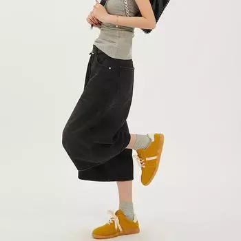 Женские удобные повседневные модные свободные джинсы L чёрный