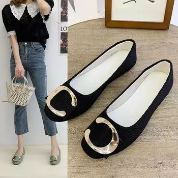 Женские удобные повседневные одинарные туфли на мягкой подошве на плоской подошве с неглубоким носком для девочек 35 жёлтый