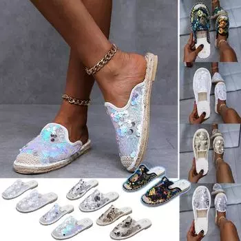 Женские удобные слипоны с закрытым носком на шнуровке и кружевные женские сандалии с пайетками из конопли 38 чёрный