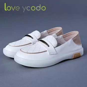Женские удобные студенческие лоферы из натуральной кожи на весну, лето и осень, с низким берцем на мягкой подошве, на плоской подошве в стиле ретро, размеры 35-42 42 белый