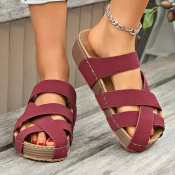 Женские удобные тапочки на плоской подошве из пробки, нескользящие модные сандалии на платформе, повседневная обувь, уличные пляжные тапочки, женские шлепанцы, женские 36