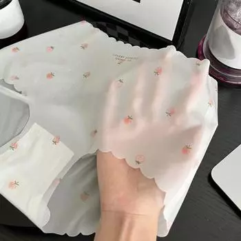 Женские удобные трусы из ледяного шелка с низкой талией и клубничным принтом, бесшовное нижнее белье, трусики L