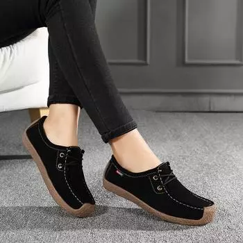 Женские удобные туфли на плоской подошве, модные повседневные кроссовки, обувь для ходьбы, модные туфли большого размера 42 чёрный