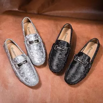 Женские удобные туфли на плоской подошве, повседневные мужские мокасины, лоферы, туфли для вождения, унисекс, большие размеры, серебристые туфли EU: 38 чёрный