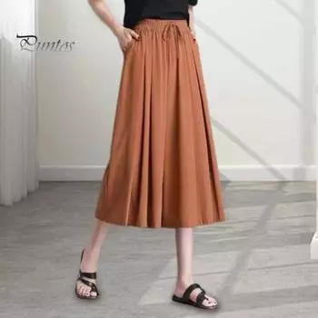 Женские укороченные брюки, эластичные брюки-кюлоты с высокой талией и регулируемым шнурком, однотонные повседневные брюки с широкими штанинами, повседневная одежда L чёрный