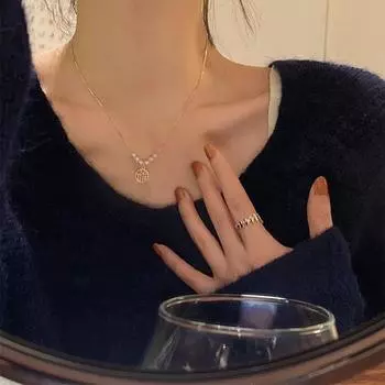 Женские украшения Имитация жемчуга Фу Ожерелье Счастливое Слово Бусины Ключица Цепочка ONESIZE