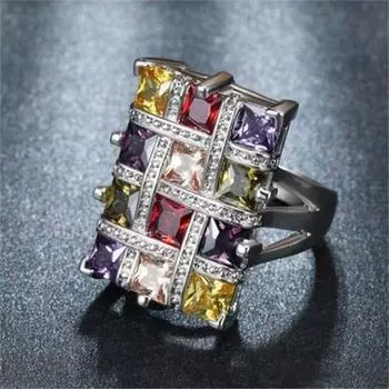 Женские украшения Рубин Гранат Перидот Цветок Кольца Красочные горный хрусталь Натуральный 5