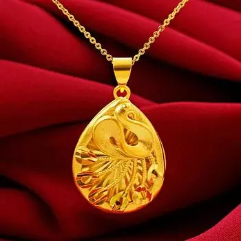 Женские украшения с изысканным кулоном в виде павлина золотого цвета в национальном стиле и элегантным шармом 40CM золотой