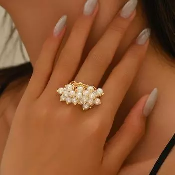 Женские украшения в стиле барокко, геометрическое кольцо с дизайном жемчуга, необычное кольцо для женщин