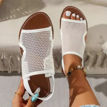 Женские ультра-дышащие сетчатые сандалии без шнуровки, новые летние повседневные сандалии с дышащей сеткой на плоской подошве, пляжная прогулочная обувь 36 фиолетовый