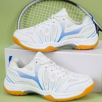 Женские ультралегкие туфли для бадминтона, теннисные туфли для гольфа, мужские туфли для настольного тенниса 36 белый/золотой