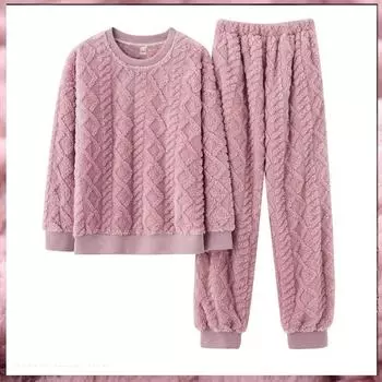 Женские ультрамягкие бархатные пижамные комплекты, зимняя утепленная пижама, коралловый бархат, пижамы с длинными рукавами, ночная одежда XS