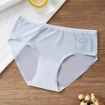 Женские ультратонкие бесшовные трусы из ледяного шелка со средней талией, женские хлопковые брюки с антибактериальной маской для лица, быстросохнущие трусы M миндальный