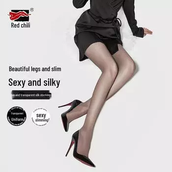 Женские ультратонкие черные бархатные чулки с рисунком красного перца и ананаса — защита от выпадения и регулируемая длина S (for weight below 120 jin)
