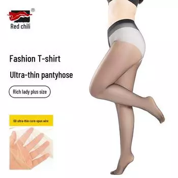 Женские ультратонкие чулки из черного шелка Red Pepper — большие, прочные, с защитой от зацепов, с высокой прозрачностью, с узким T-образным шаговым швом, 0D Large size (140-180)