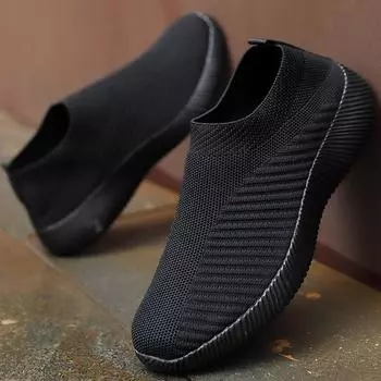 Женские уличные дышащие легкие повседневные кроссовки большого размера Fly Knit 35 чёрный