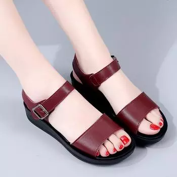 Женские уличные красные толстые тапочки повседневные черные толстые подошвы увеличивающие рост сандалии на платформе с открытым носком для мамы 35 чёрный